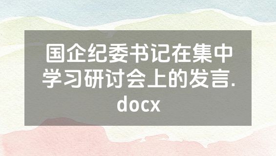 国企纪委书记在集中学习研讨会上的发言.docx