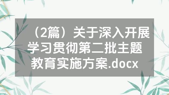 （2篇）关于深入开展学习贯彻第二批主题教育实施方案.docx