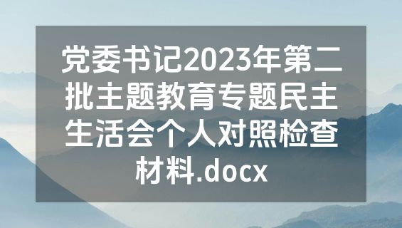 党委书记2023年第二批主题教育专题民主生活会个人对照检查材料.docx
