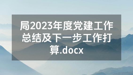 局2023年度党建工作总结及下一步工作打算.docx