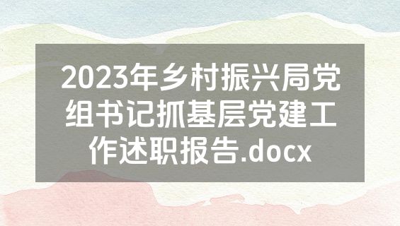 2023年乡村振兴局党组书记抓基层党建工作述职报告.docx