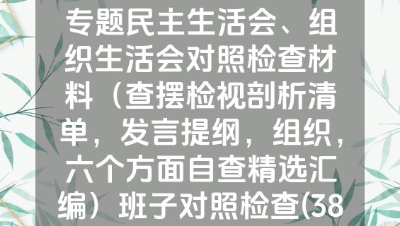 班子2023年主题教育专题民主生活会、组织生活会对照检查材料（查摆检视剖析清单，发言提纲，组织，六个方面自查精选汇编）班子对照检查(38篇）(1).docx