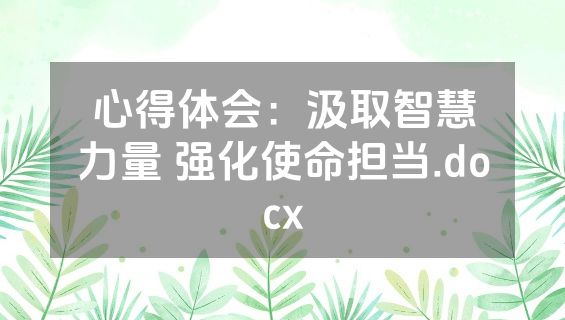 心得体会：汲取智慧力量 强化使命担当.docx