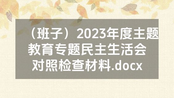 （班子）2023年度主题教育专题民主生活会对照检查材料.docx