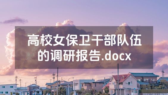 高校女保卫干部队伍的调研报告.docx