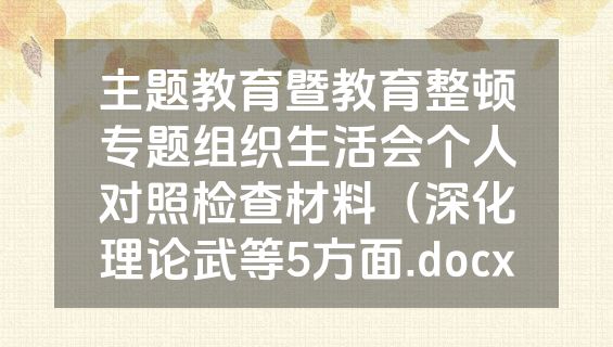 主题教育暨教育整顿专题组织生活会个人对照检查材料（深化理论武等5方面.docx