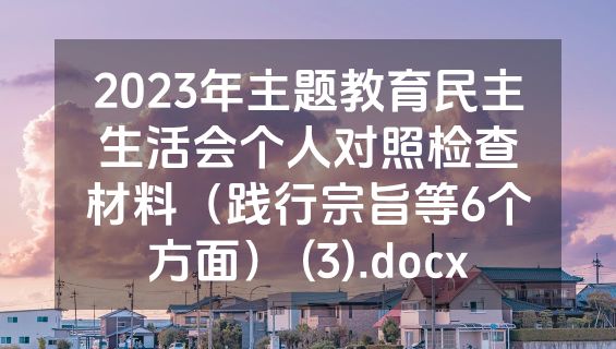 2023年主题教育民主生活会个人对照检查材料（践行宗旨等6个方面） (3).docx