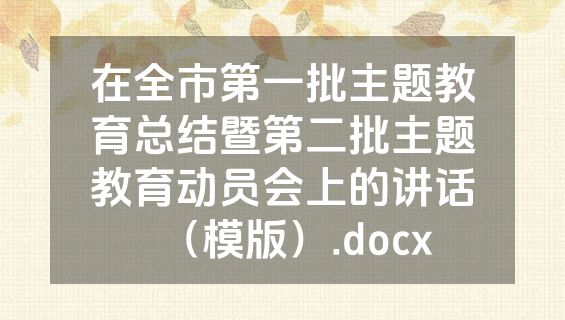在全市第一批主题教育总结暨第二批主题教育动员会上的讲话（模版）.docx