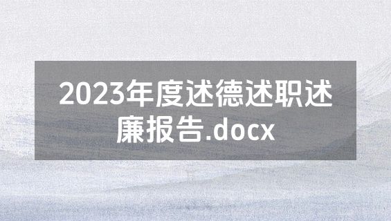 2023年度述德述职述廉报告.docx