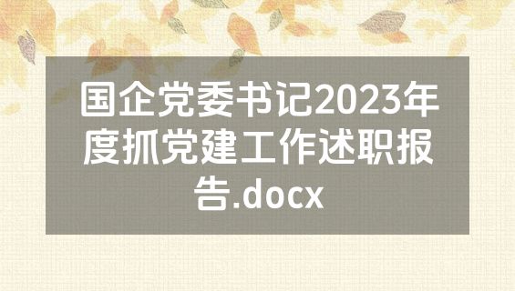 国企党委书记2023年度抓党建工作述职报告.docx