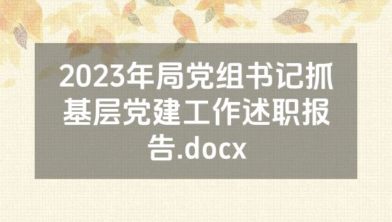 2023年局党组书记抓基层党建工作述职报告.docx