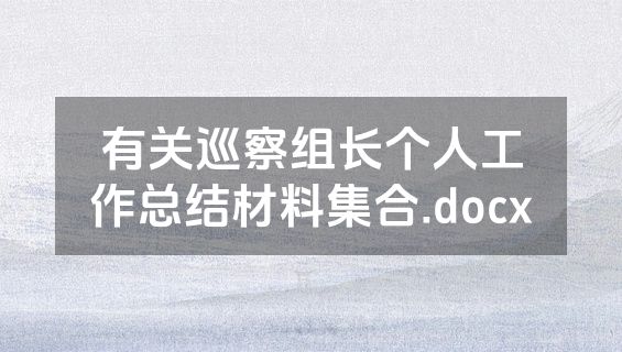 有关巡察组长个人工作总结材料集合.docx