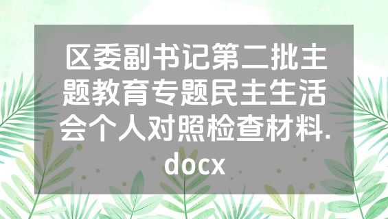 区委副书记第二批主题教育专题民主生活会个人对照检查材料.docx