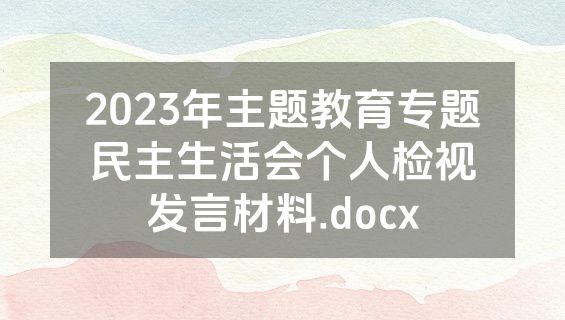 2023年主题教育专题民主生活会个人检视发言材料.docx