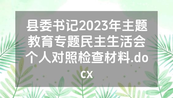 县委书记2023年主题教育专题民主生活会个人对照检查材料.docx