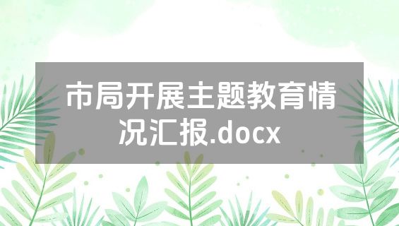 市局开展主题教育情况汇报.docx