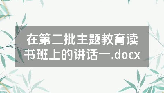 在第二批主题教育读书班上的讲话一.docx