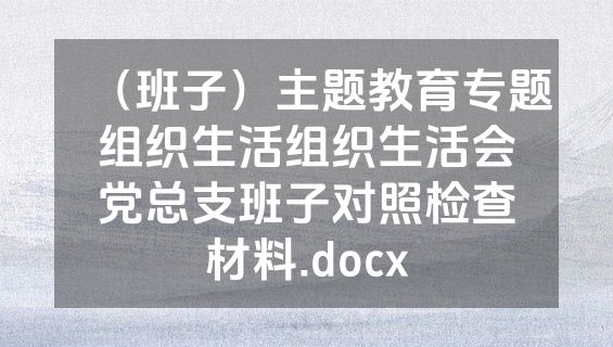 （班子）主题教育专题组织生活组织生活会党总支班子对照检查材料.docx