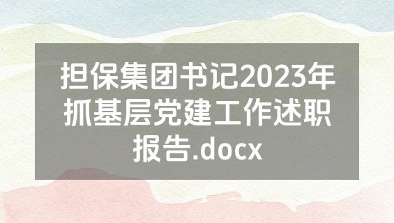担保集团书记2023年抓基层党建工作述职报告.docx