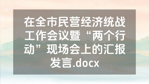 在全市民营经济统战工作会议暨“两个行动”现场会上的汇报发言.docx