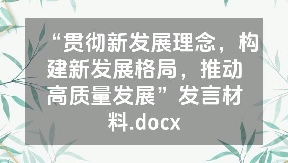 “贯彻新发展理念，构建新发展格局，推动高质量发展”发言材料.docx