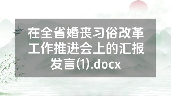 在全省婚丧习俗改革工作推进会上的汇报发言(1).docx