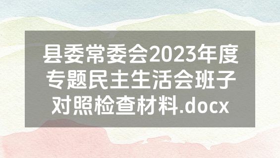 县委常委会2023年度专题民主生活会班子对照检查材料.docx