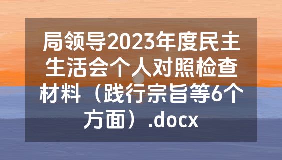 局领导2023年度民主生活会个人对照检查材料（践行宗旨等6个方面）.docx