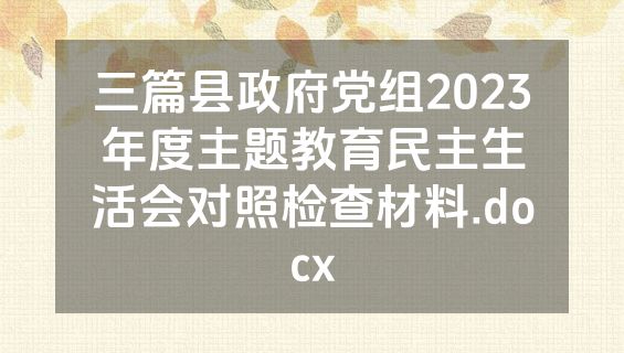 三篇县政府党组2023年度主题教育民主生活会对照检查材料.docx