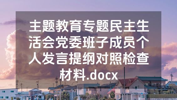 主题教育专题民主生活会党委班子成员个人发言提纲对照检查材料.docx