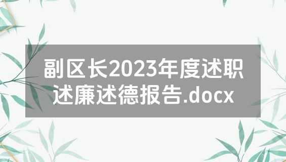 副区长2023年度述职述廉述德报告.docx