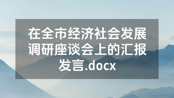 在全市经济社会发展调研座谈会上的汇报发言.docx
