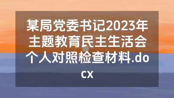 某局党委书记2023年主题教育民主生活会个人对照检查材料.docx