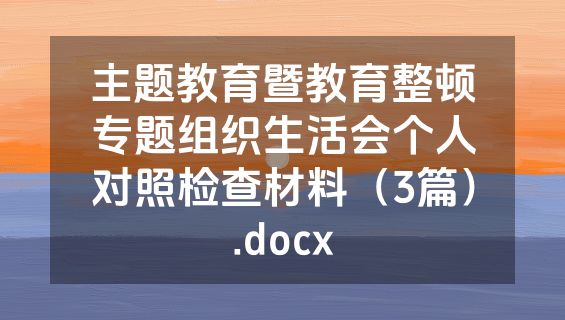 主题教育暨教育整顿专题组织生活会个人对照检查材料（3篇）.docx
