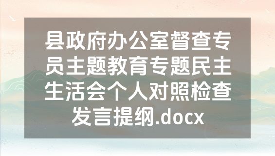 县政府办公室督查专员主题教育专题民主生活会个人对照检查发言提纲.docx