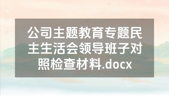 公司主题教育专题民主生活会领导班子对照检查材料.docx