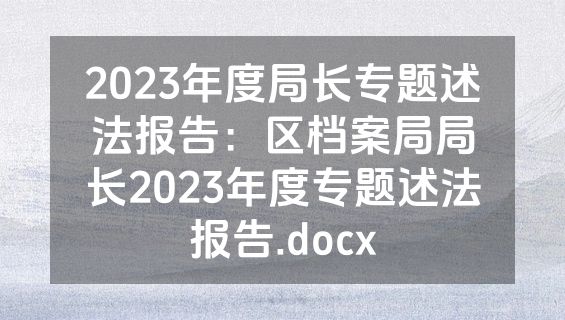 2023年度局长专题述法报告：区档案局局长2023年度专题述法报告.docx