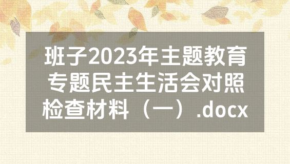 班子2023年主题教育专题民主生活会对照检查材料（一）.docx