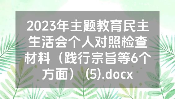 2023年主题教育民主生活会个人对照检查材料（践行宗旨等6个方面） (5).docx
