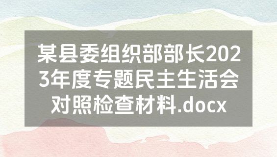 某县委组织部部长2023年度专题民主生活会对照检查材料.docx