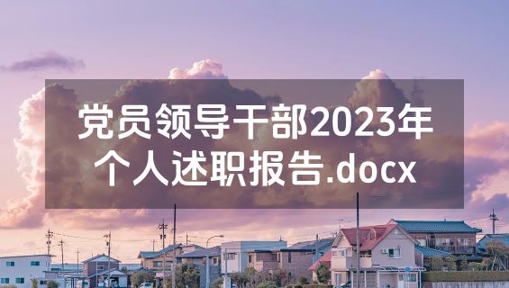 党员领导干部2023年个人述职报告.docx