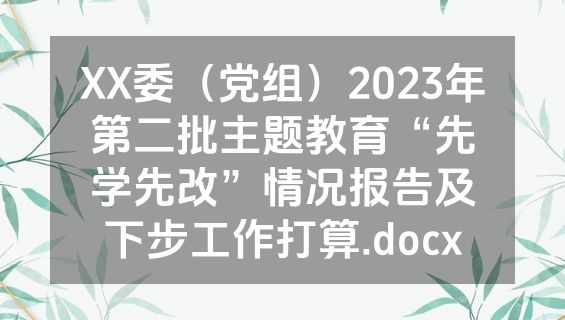 XX委（党组）2023年第二批主题教育“先学先改”情况报告及下步工作打算.docx
