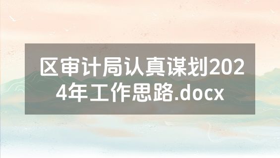 区审计局认真谋划2024年工作思路.docx