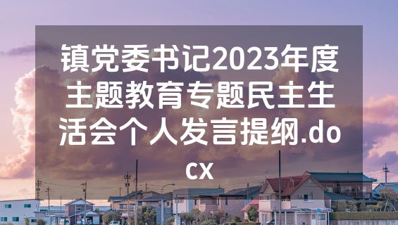 镇党委书记2023年度主题教育专题民主生活会个人发言提纲.docx