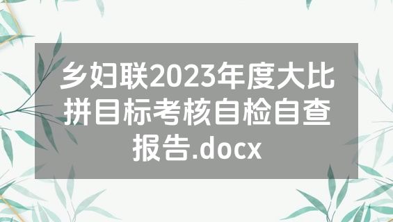 乡妇联2023年度大比拼目标考核自检自查报告.docx