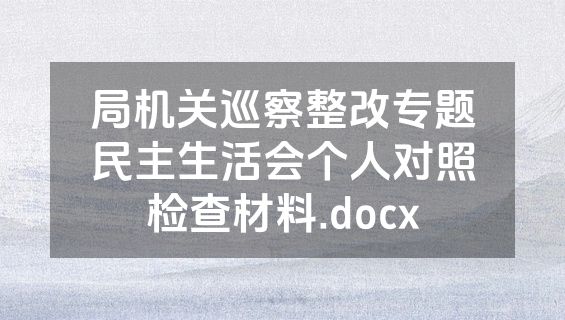 局机关巡察整改专题民主生活会个人对照检查材料.docx