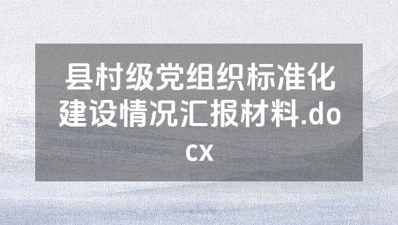县村级党组织标准化建设情况汇报材料.docx
