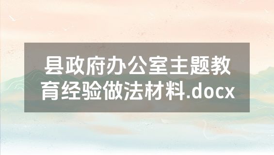 县政府办公室主题教育经验做法材料.docx