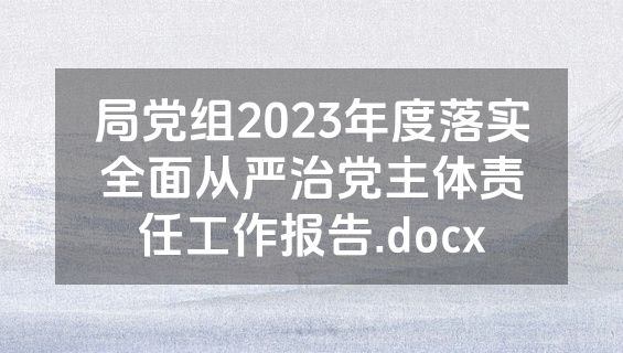 局党组2023年度落实全面从严治党主体责任工作报告.docx
