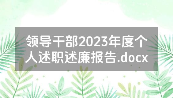 领导干部2023年度个人述职述廉报告.docx